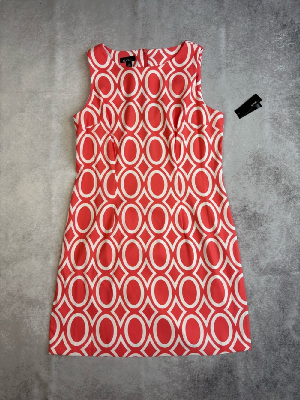 ALYX Retro Coral Geometric Shift Sleeveless Dress Size 16